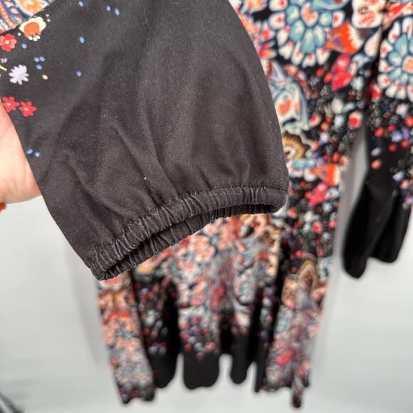 ALDOMARTINS Black Colorful Print Stretch Jersey Dress // M - Picture 6 of 9